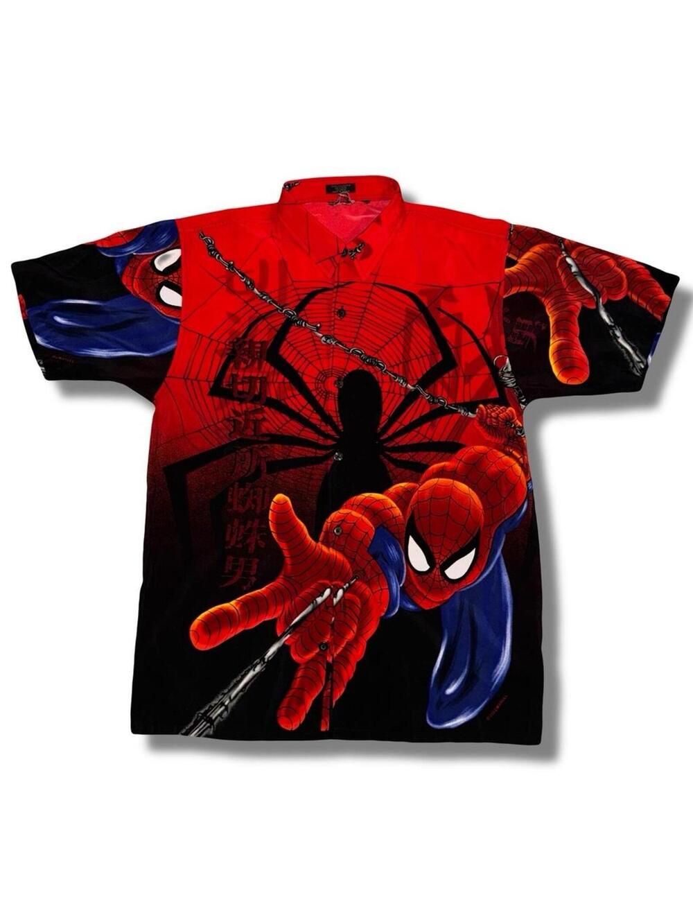 Vintage 2002 Spider-Man all over print button up shirt - Size M - Spiderman y2k